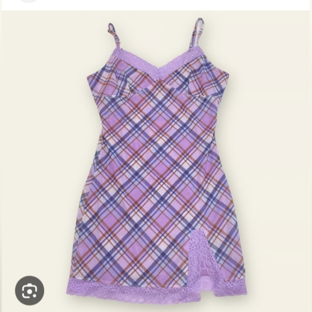 Forever 21 Purple Plaid Chemise, Size Small